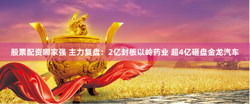 股票配资哪家强 主力复盘：2亿封板以岭药业 超4亿砸盘金龙汽车
